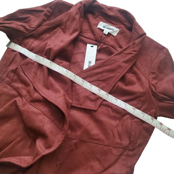 Bb Dakota womens jacket size small Drape Front Pre Faux Suede Cherrywood brown - Picture 5 of 15